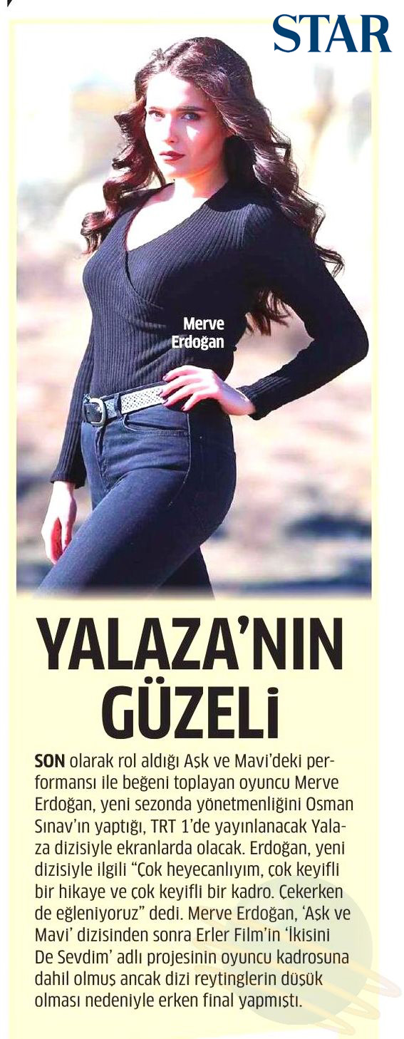 Merve Erdoğan Star Gazetesi Haberi Mandalina Casting Ajans And Menajerlik And Oyunculuk Eğitimi 6550